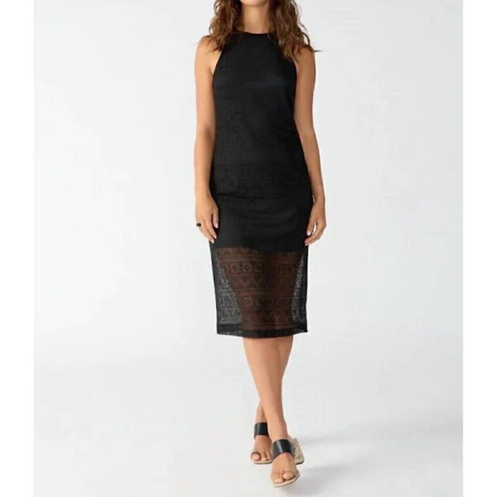NEW Sanctuary Halter Geo Pattern Lightweight Crochet Mini Dress- Black- Size 1X